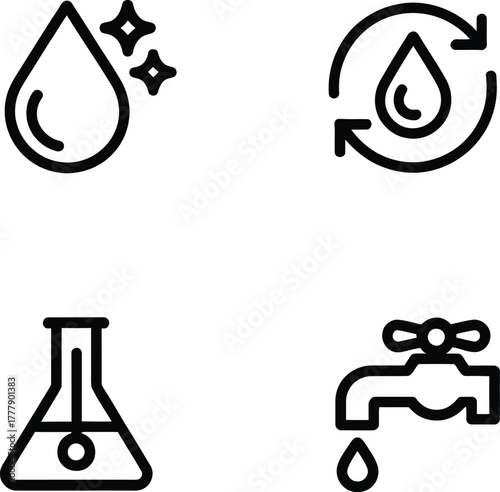 Water-Related Icons Set in Black and White