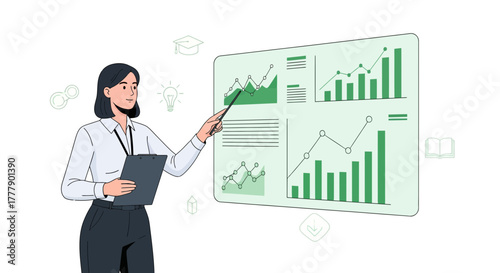 Businesswoman Presenting Data Analysis On Graphical Charts For Financial Growth