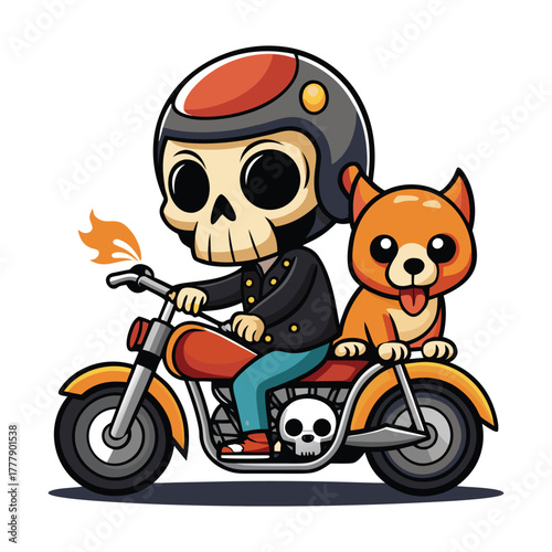 Cartoon Motorcycle riding on another motorcycle vector illustration
