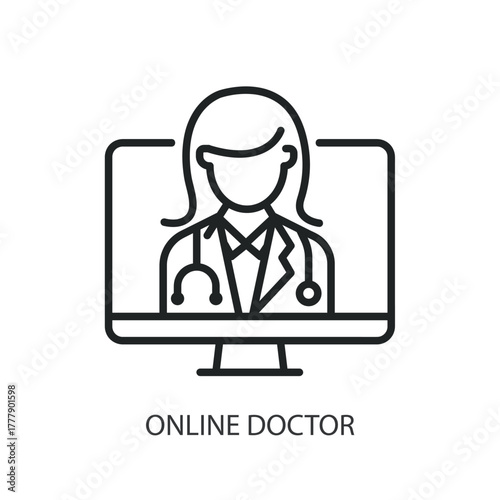Online doctor thin line icons. Original vector illustration.