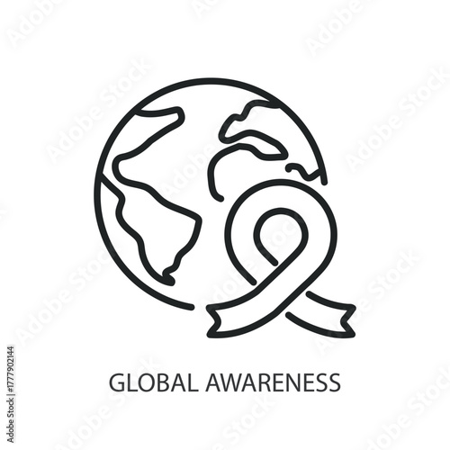 Global awareness thin line icons. Original vector illustration.