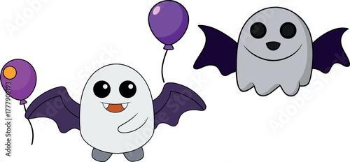  cute ghost illustration, halloween ghost vector, flying ghost artwork, funny halloween cartoon, ghost with balloon design, spooky halloween doodle, friendly ghost character, cute halloween art, carto