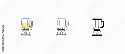 Blender icon multiple styles, including flat, line, glyph, and colored variations. Vector stock illustration