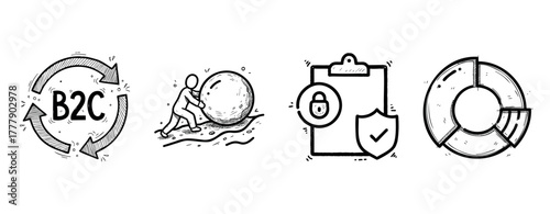 B2c strategies and concepts with icon set for business growth