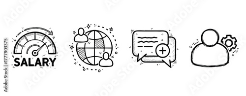 Dynamic icons for salary, global collaboration, messaging, and user settings