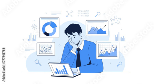 Data Analyst Concentrating On Financial Data Chart Analysis For Business Strategy