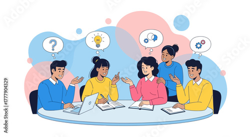 Discussion And Cooperation For Business, Teamwork And Brainstorming, Problem Solving