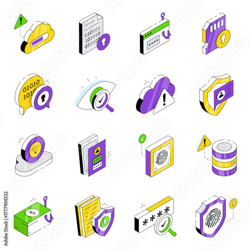 Set of Protection Isometric Icons