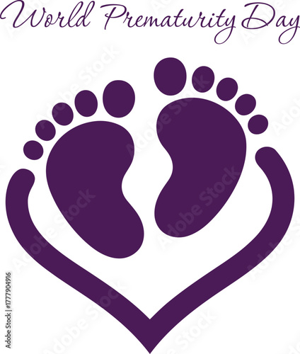 World prematurity day with infant foot silhouettes forming a heart.