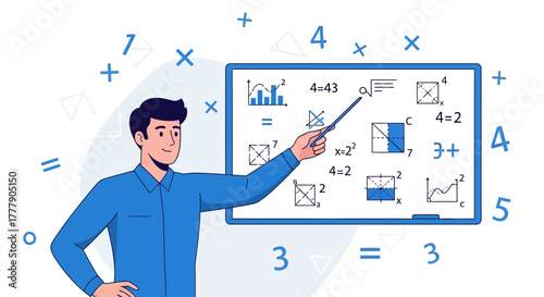 Mathematical Teacher Explaining Complex Formulas On The Board With Precision And Clarity
