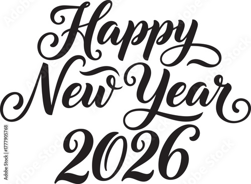  happy new year 2026 vector typography vector art illustration