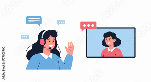 Online Meeting Communication, Customer Service, Support Call Center, And Help Desk Vector