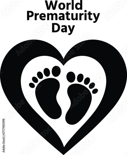 World prematurity day awareness symbol and caring baby feet
