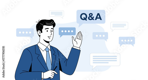 Professional Presenting Questions And Answers To Audience Using Speech Bubbles Communication