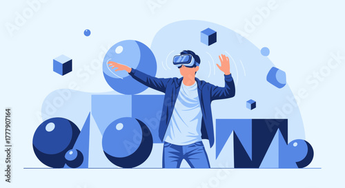 Virtual Reality Experience Illustrating Technology And Modern Innovation For New Worlds