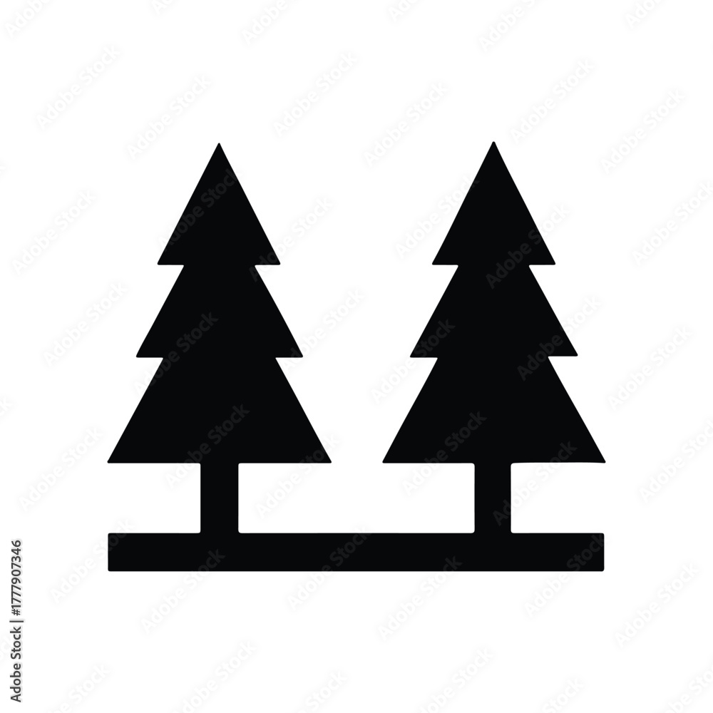 Fototapeta premium Evergreen Silhouette: Two stylized evergreen trees stand side-by-side, their symmetrical forms creating a strong visual statement on a stark backdrop. 