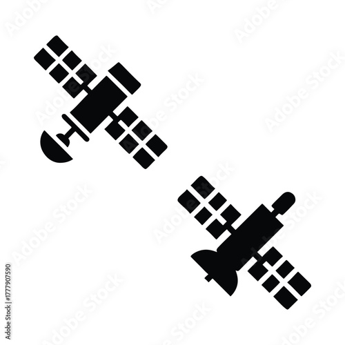 Orbiting Sentinels: Two technologically advanced satellites gracefully navigate the vast expanse of space, symbolizing our relentless pursuit of knowledge and connection.