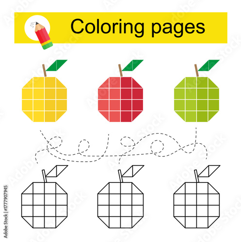  Go through the maze and color a cartoon apple according to the pattern.