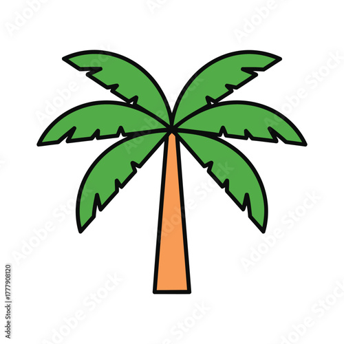 Palm tree vector illustration depicting a tropical plant suitable for summer vacation designs