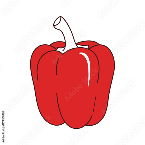 Vibrant red bell pepper vector illustration showcasing fresh organic produce for healthy cooking