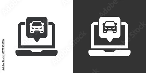 Digital Car Booking icon. Solid glyph series icon