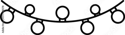Simple outline of a string of round christmas lights on a white background