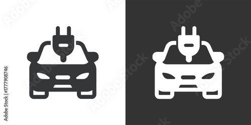 Electric Car icon. Solid glyph series icon