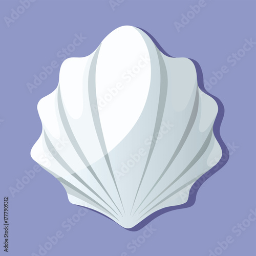 Seashell vector illustration on white background with 3D design icon