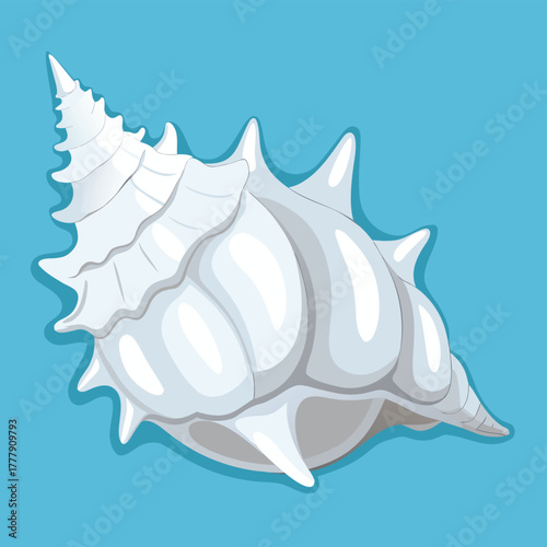 seashell on blue background vector illustration