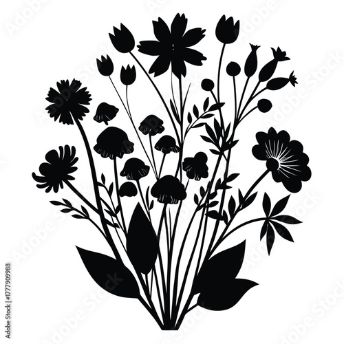 vector floral background with flowers and leaves illustration pattern design