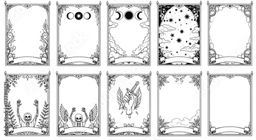 Collection of ornate frames, vector illustration for tarot card, invitation and greeting card design