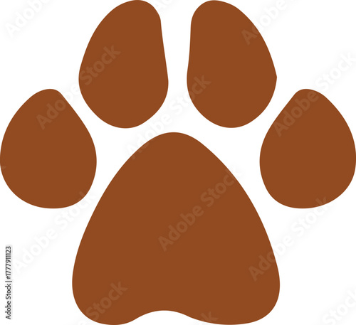 Dog paw print clip art design on plain white transparent isolated background for card, shirt, hoodie, sweatshirt, apparel, card, tag, mug, icon, poster or badge