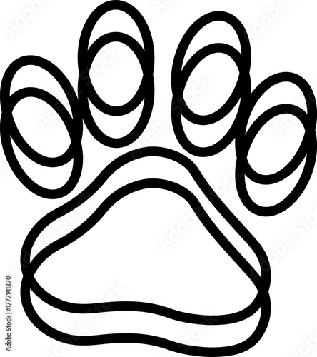 Dog paw print clip art design on plain white transparent isolated background for card, shirt, hoodie, sweatshirt, apparel, card, tag, mug, icon, poster or badge