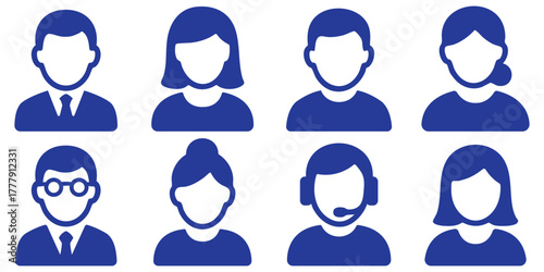 Customer support avatar icons, Service representative profile set, Business communication and teamwork concept