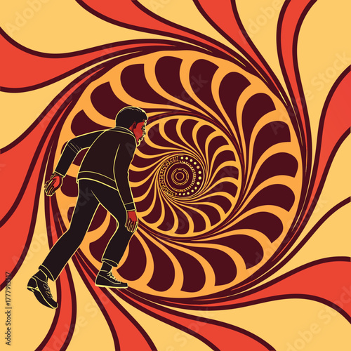 Radial Spiral Burst – Retro Optical Psychedelic Color Background