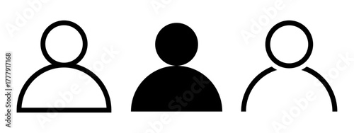 User profile icon set. Default avatar or person icon. Person and Profile, User silhouette isolated on background