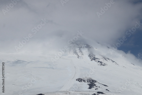 thick clouds on Mount Elbrus