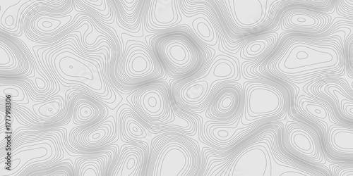 Grey contours vector topography geographic mountain relief isolated on texture background, abstract wavy and curved lines topographic map contour art seamless pattern terrain background.