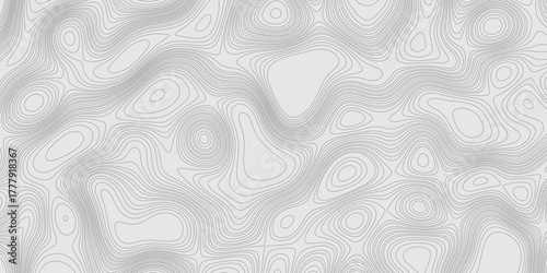 Grey contours vector topography geographic mountain relief isolated on texture background, abstract wavy and curved lines topographic map contour art seamless pattern terrain background.