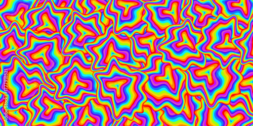 Rainbow Wavy Pattern. Optical Illusion Psychedelic Colorful Background.
