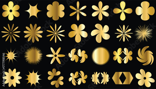 Golden and silver vector floral pattern with decorative snowflake design