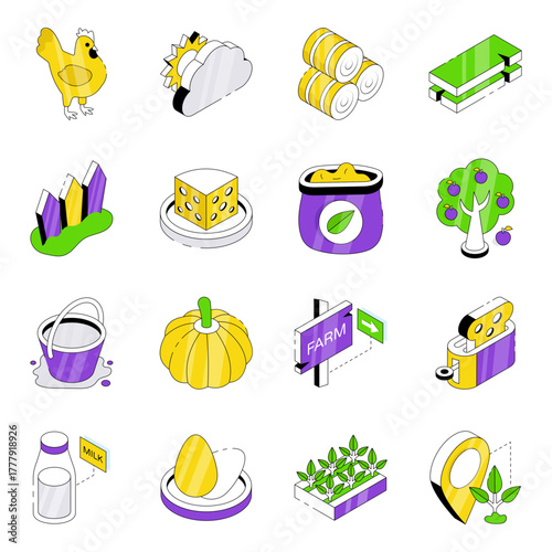 Set of Ecology Isometric Icons