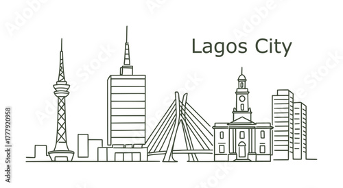 sketch drawing of lagos city - continous line (artwork 1)