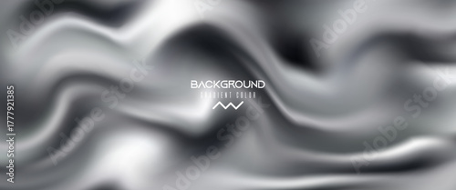 Liquid metal surface with elegant waves and silky reflections. Dynamic black and white pattern resembling