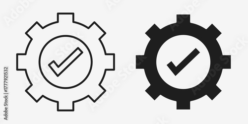 Minimal gray vector execution icon in AI format, ideal for automation, processing, and digital technology system designs.