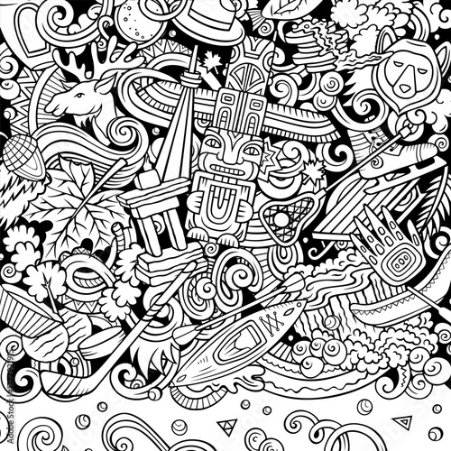 Canada cartoon doodle illustration. Funny Canadian border.