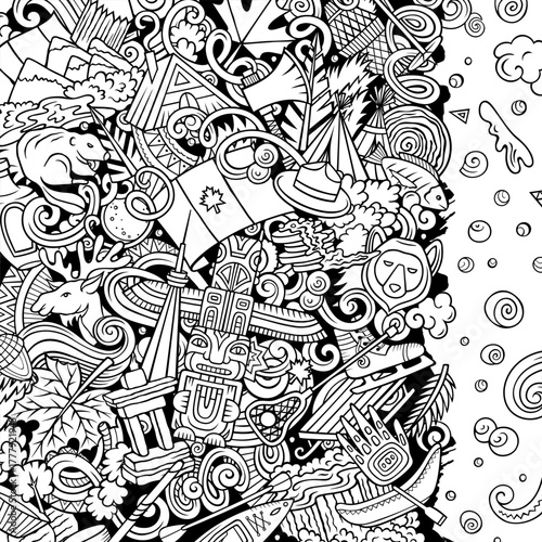 Canada cartoon doodle illustration. Funny Canadian border.