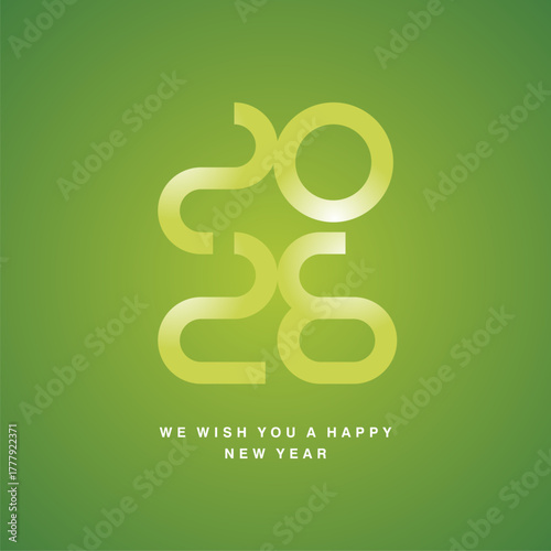 2026 typography logo design concept. Happy New Year 2026 light green ultra modern design numbers typography label icon logo button