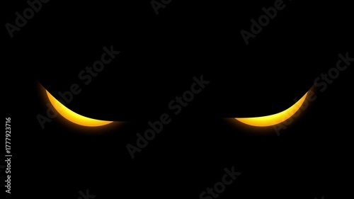 yellow Angry Evil Eyes blinking and Looking from Dark bird eyes owl eyes in night horror eagle animal ghost car eyes, loopable Cartoon Animation Black Background 4k