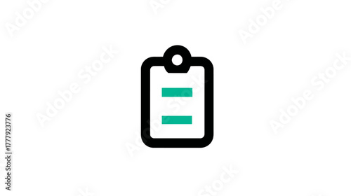 Modern clipboard icon with document lines, symbolizing task management, planning, report, checklist, administration, and record.